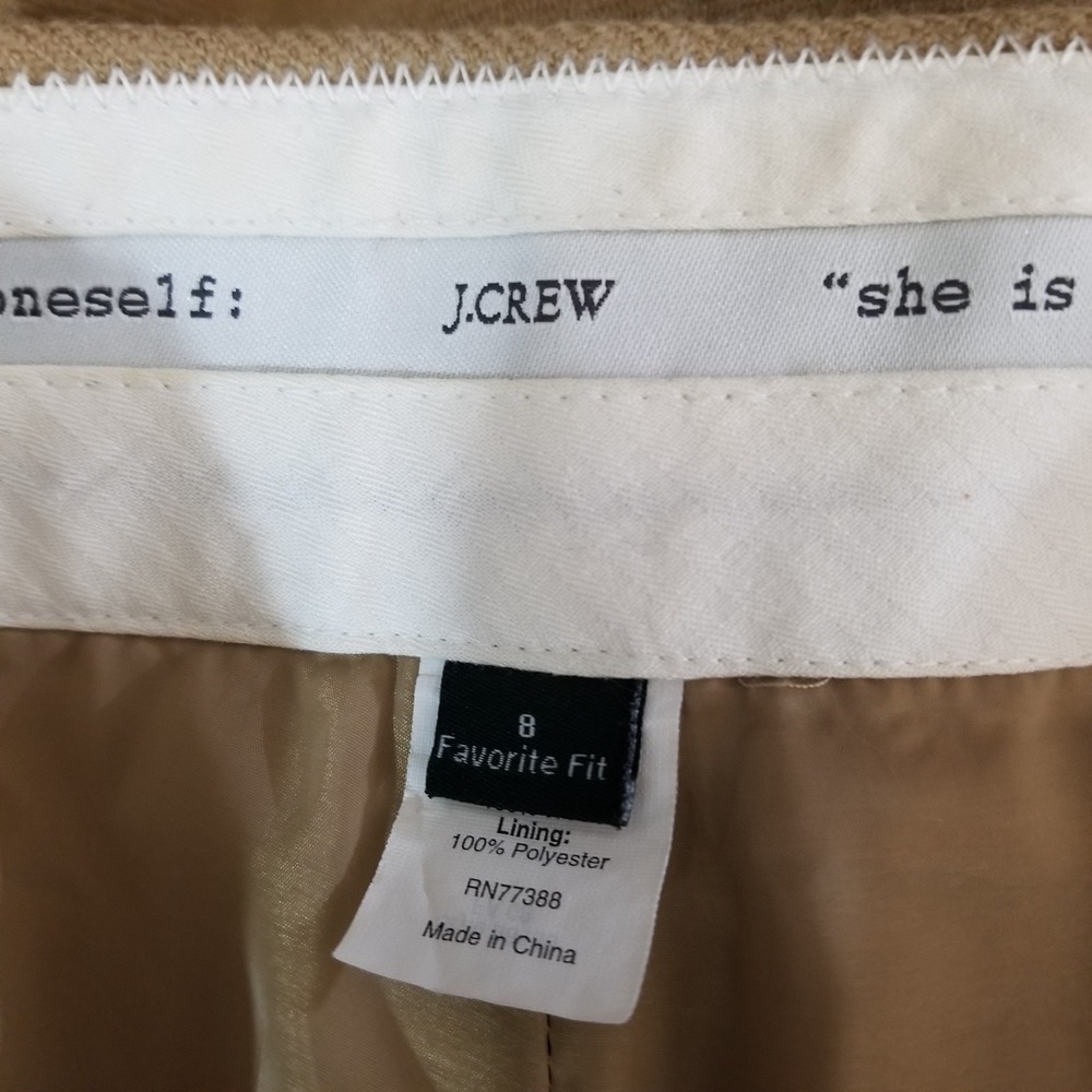 J Crew Pants Women 8 Tan Wool Wide Leg Cuff Favorite Fit Minimal Capsule Neutral - Picture 6 of 11
